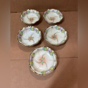 Royal Rudolstadt Prussia Hand Painted Floral Gold Trim Bowls Set Of 5